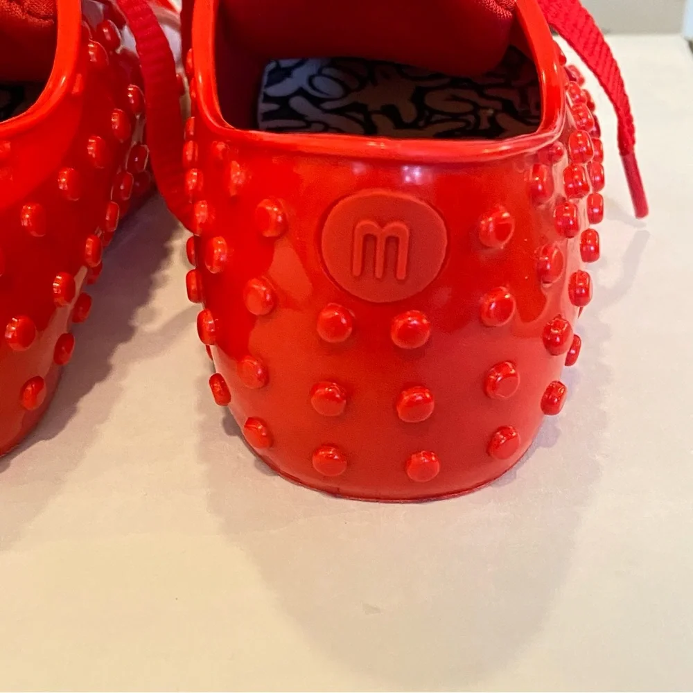 Mini Melissa Mickey Mouse red white lace up sneakers rubber shoes - Picture 7 of 10